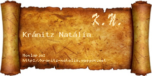 Kránitz Natália névjegykártya
